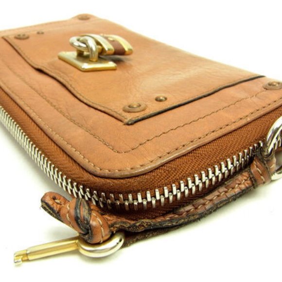Chloe Wallet Purse Long Wallet Brown Gold Woman Authentic Used Y3560 - Picture 4 of 6